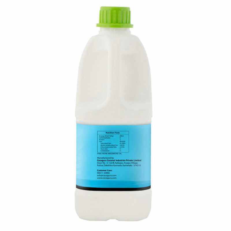 Cold Pressed COconut Oil Jerry Can 1 Litre Back