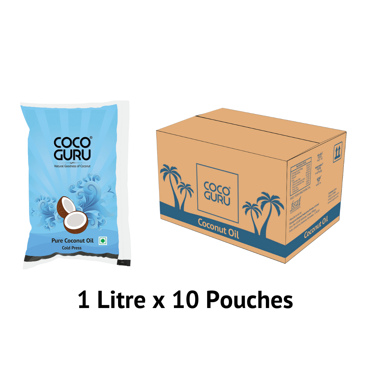Cold Pressed Coconut Oil Pouch 1 Litre - 10 litres Box