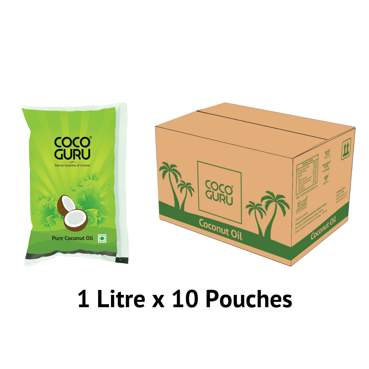 Cocoguru High Grade Coconut Oil in Pouch 1 Litre – 10 Litres Box